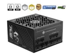 MSI 1250W MPG A1250GS PCIE5 80+ Gold Fully Modular PCIE 5.1 ATX 3.1 Power Supply