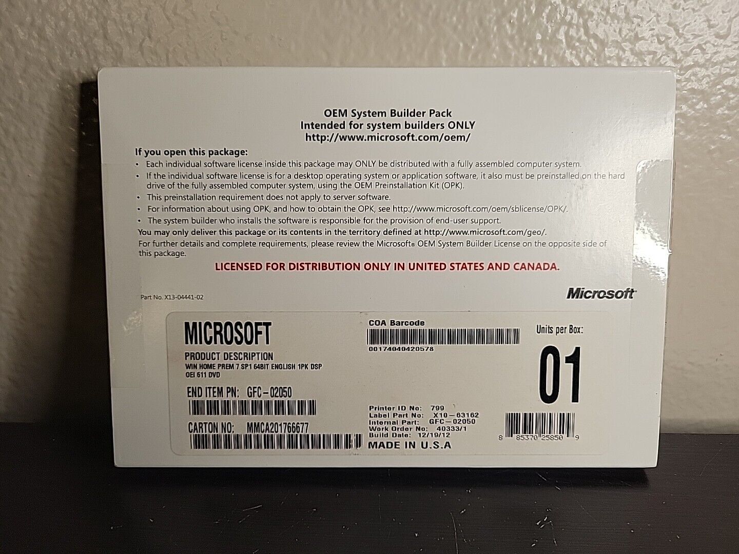 Microsoft Windows 7 Home Premium OEM