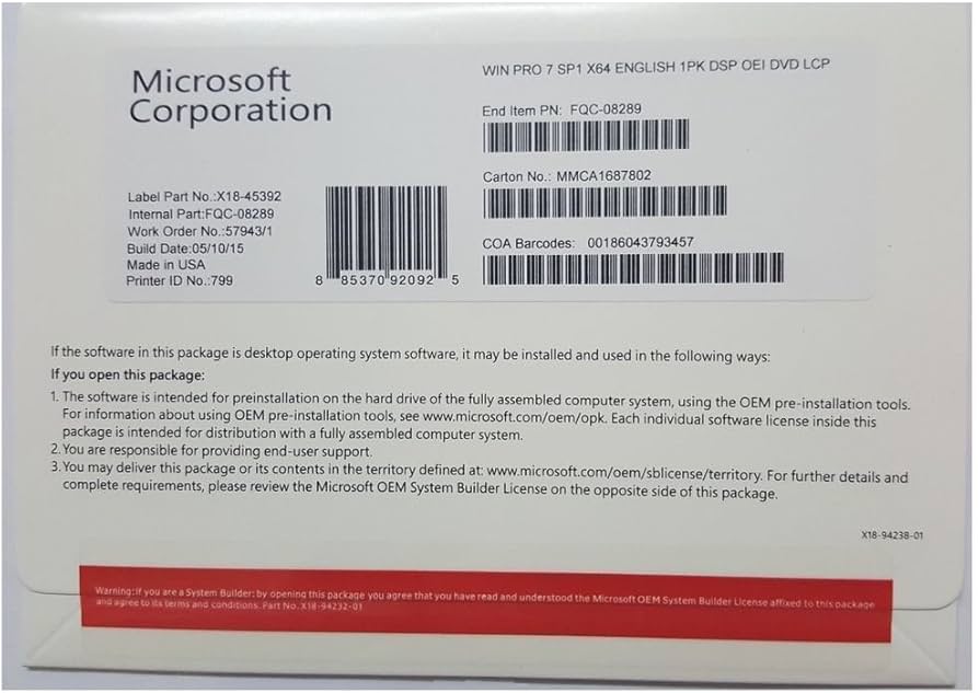 Microsoft Windows 7 Professional OEM