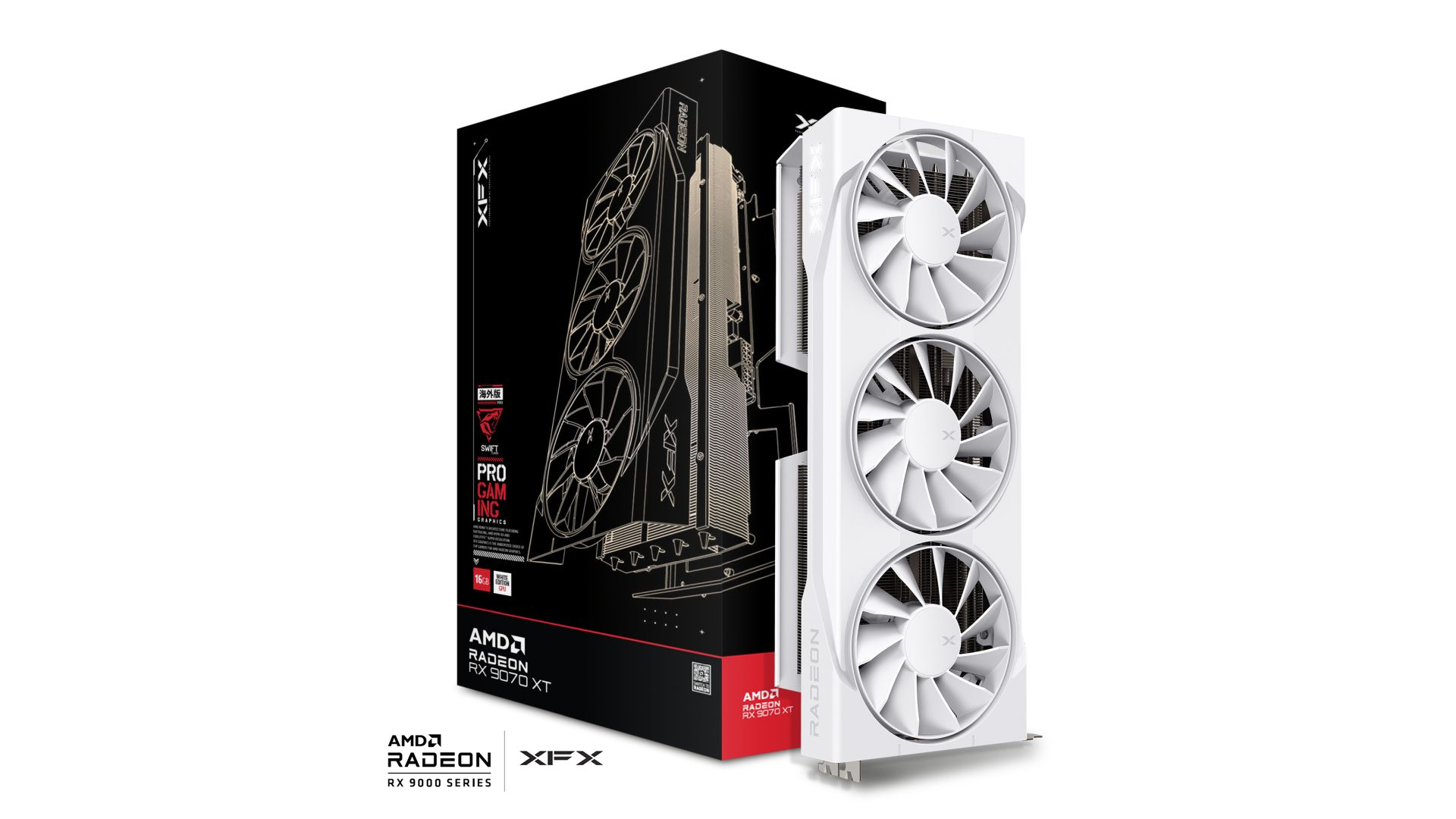 XFX Swift RX 9070XT 16GB White Triple Fan Gaming RX-97TSWF3W9
